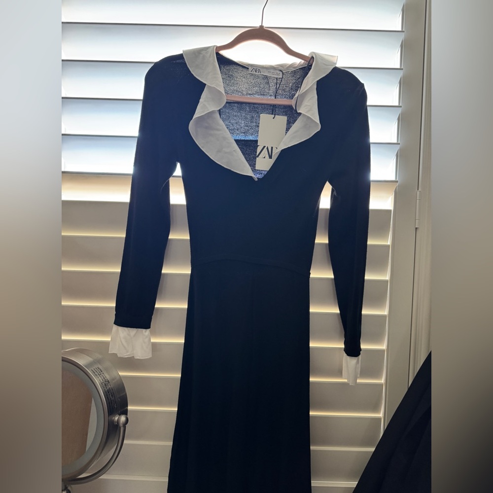 Zara Black Dress with White Accents